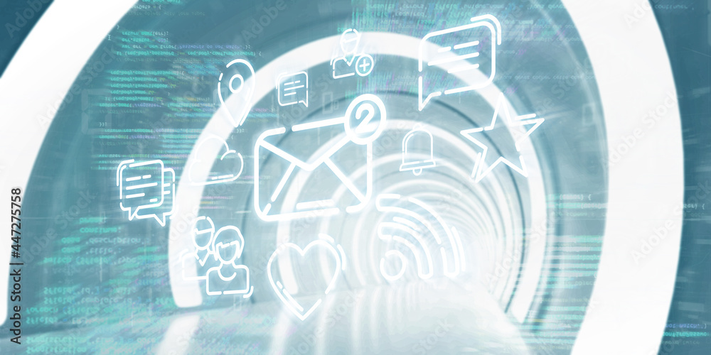 Wall mural light corridor modern background. futuristic sci-fi tunnel. 3d rendering