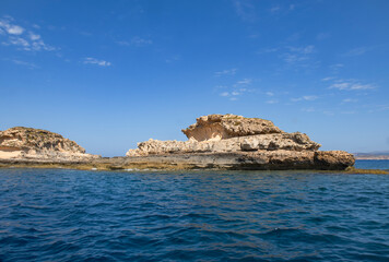 The rocky coastline of El Toro Marine Reserve in Mallorca, Spain