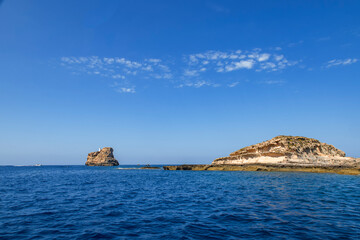 The rocky coastline of El Toro Marine Reserve in Mallorca, Spain