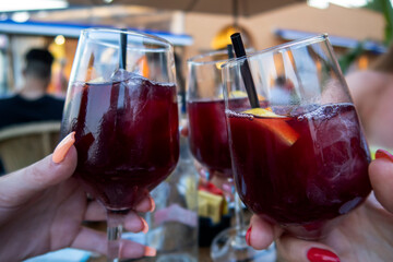 Serving Sangria in a restaurant in Mallorca, Spain