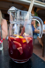 Serving Sangria in a restaurant in Mallorca, Spain