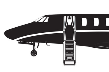 Airplane at the airport. Silhouette.