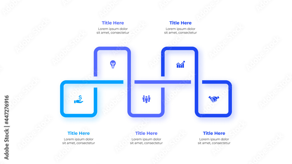 Poster Vector squares with 5 options. Process infographics for business presentation. Can be used for banner, workflow layout, diagram or info graph
