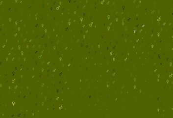 Light green, yellow vector background with gender symbols.