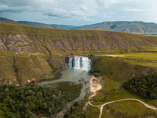 dam on the river in mountains
