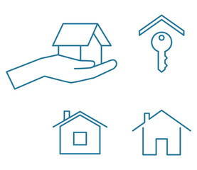 Blue house outline icon