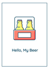 Hello my beer greeting card with color icon element. Keeping cool in summer. Beer festival. Postcard vector design. Decorative flyer with creative illustration. Notecard with congratulatory message