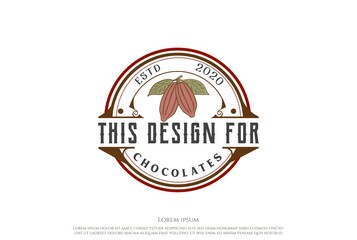 Circular Old Classic Vintage Retro Chocolate Cacao Cocoa Farm Product Label Logo Design Vector