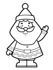 Christmas coloring book or page. Santa claus black and white vector illustration