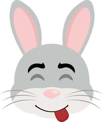 Vector emoticon illustration of a cartoon rabbit's face with a delicious expression