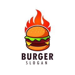 hot burger logo design template