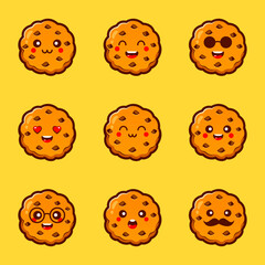 Set of biscuits character logo design template