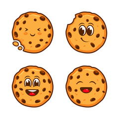Set of biscuits character logo design template