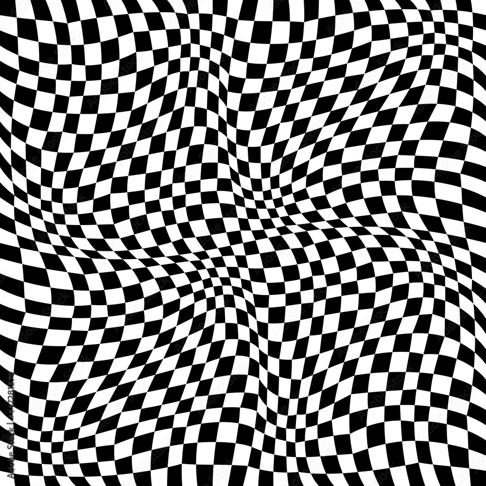 Poster Canvas with race flag. Vector 3D checker flag. Seamless black and white squares make pattern.