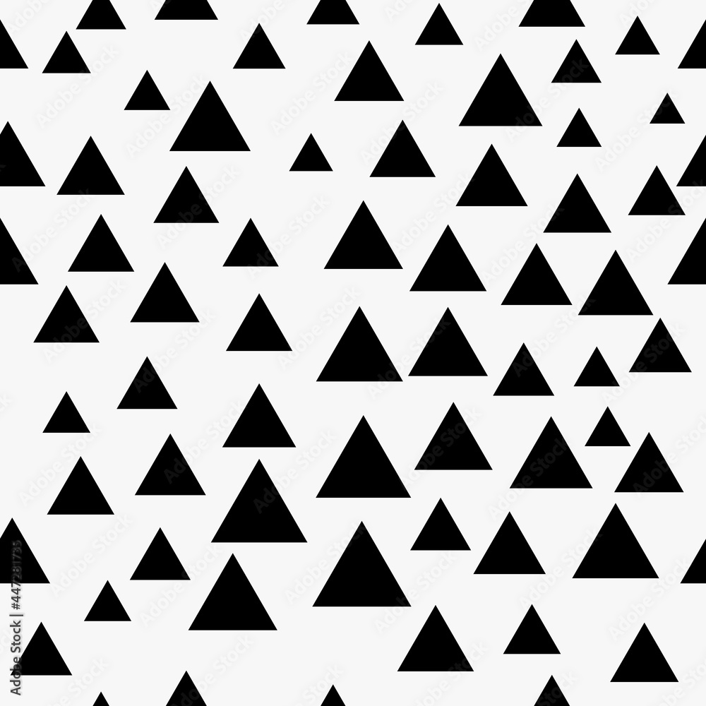 Poster black triangles repeated sample. vector seamless wallpaper.
