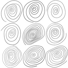 Swirl set. Hand drawn spirals set in vector.