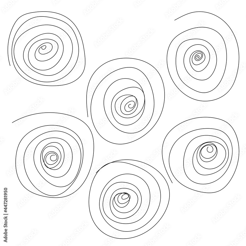 Poster coils set. vector twirl set. simple drawn spirals.