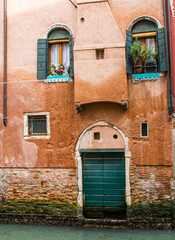 Fototapeta na wymiar Street scene from the flooded streets of Venice, Italy