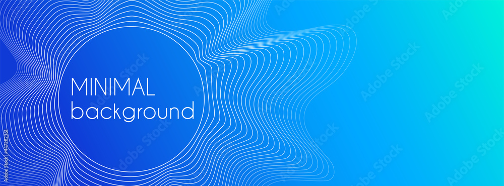 Poster minimal blue gradient background. abstract vector long banner with wavy lines and place for text. fa