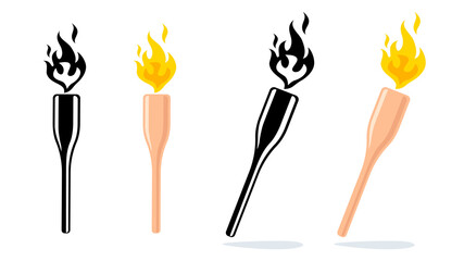 Vector icon of torch with fire.