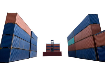 shipping container stack on white background isolet