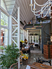 the interior of a country house in retro style. 