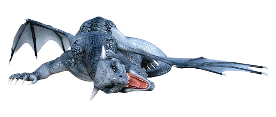 3D Rendering Fairy Tale Dragon on White