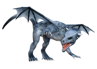 3D Rendering Fairy Tale Dragon on White