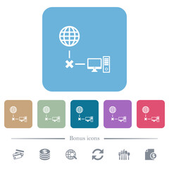 Offline computer flat icons on color rounded square backgrounds
