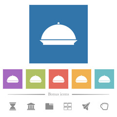 Fototapeta premium Food tray flat white icons in square backgrounds