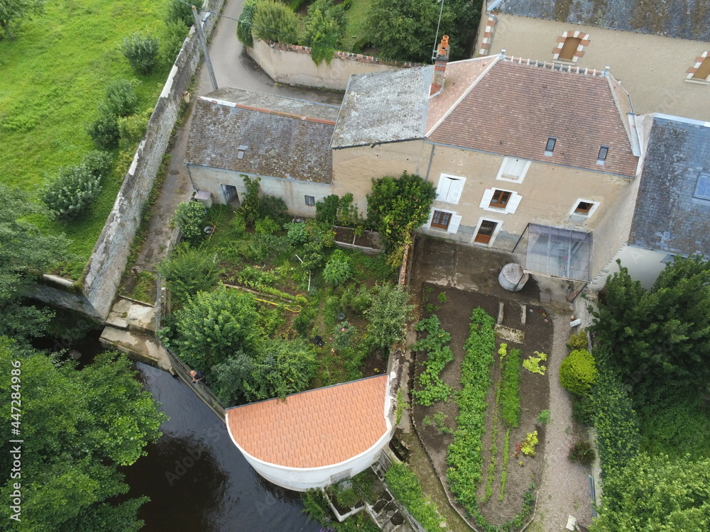 Poster Potager à Corbigny, vue aérienne, Bourgogne