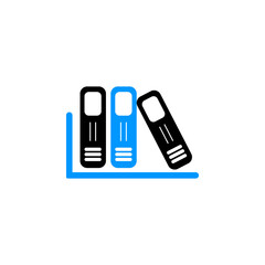 Business office file and paper self icon