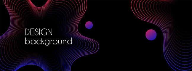 Abstract dark long vector banner. Wavy minimal background for presentations, web header design with copy space for text. Facebook cover template