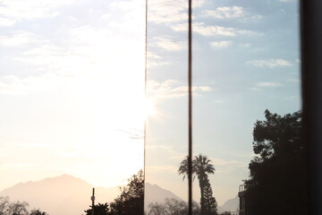 Sun reflected on glass.