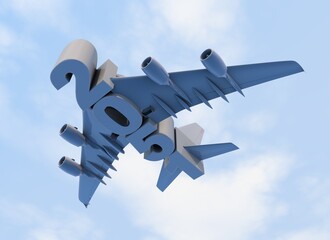 3D illustration of 2051 text with plane wings © vexworldwide