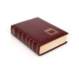 Book in colour cover with white sheets isolated on a white background