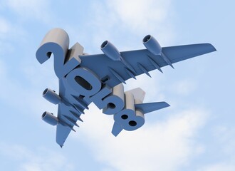 3D illustration of 2058 text with plane wings © vexworldwide