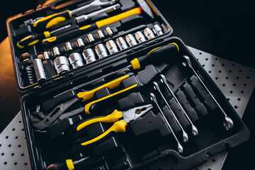 Set of tools in a tool kit isolated