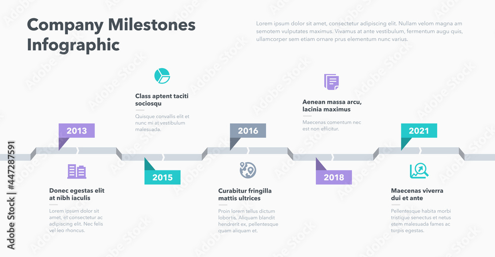 Poster Simple infographic with five steps for company milestones. Easy to use for your website or presentation.