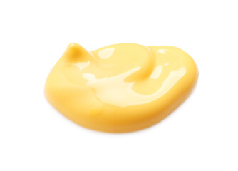 Drop of delicious melted cheese isolated on white