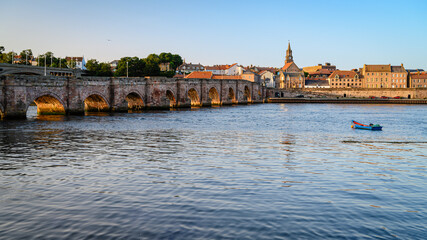 Town Hall Spire beyond Berwick's Old Bridge. Berwick upon Tweed is the most northerly town in...