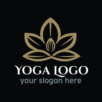 Lotus flower brown Yoga Logo Vector Design exclusive design inspiration