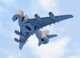 3D illustration of 2079 text with plane wings © vexworldwide