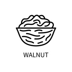 Icon Walnut Line Simple Style. Kernel Is A Nut Shell. Source of vegetable milk. Vector sign in a simple style isolated on a white background. Original size 64x64 pixels.