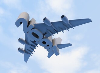 3D illustration of 2097 text with plane wings © vexworldwide