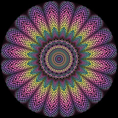 Colorful Mandala drawn in dot style