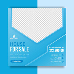 Real estate house promo advertising banner template for social media post