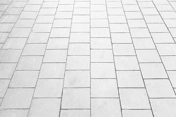 Perspective View Monotone white Brick Stone Pavement on The Ground for Street Road