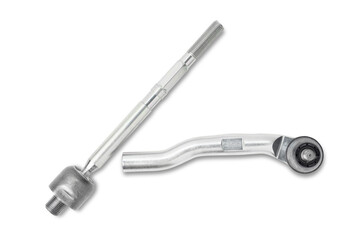 Top View Outside and inside Ball joint of steering rack arm car on the white background repair part car concept