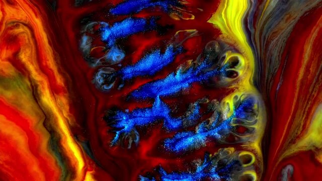 Chemical reaction of paints. Creative ebru background with abstract acrylic color painted waves. Beautiful marbling texture. Handmade marble surface.
